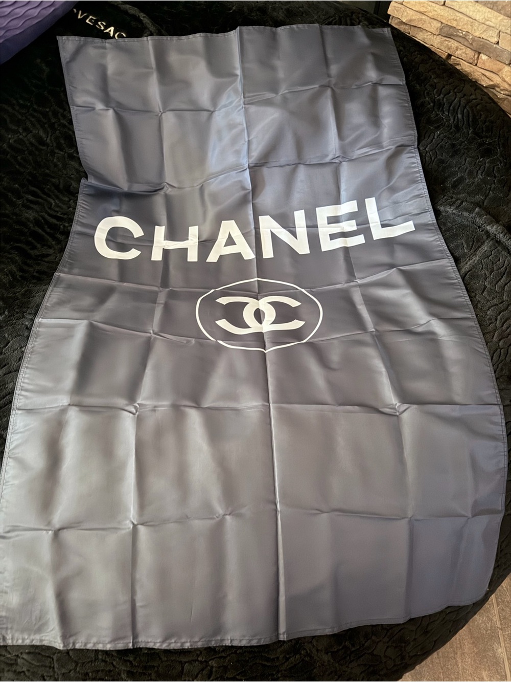 CHANEL Swim Black and White Logo Scarf